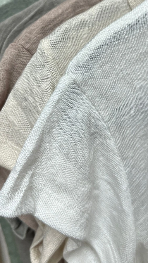 חולצת סריג דמוי פשתן - לבן חם - איב