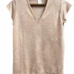 חולצת סריג דמוי פשתן - מפתח וי - פודרה - איה