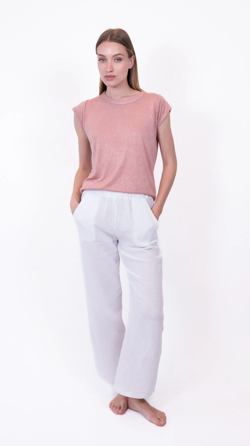 חולצת סריג דמוי פשתן - ורוד מעושן - איב