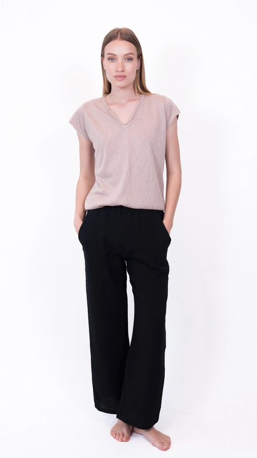 סריג דמוי פשתן - מפתח וי - לאטה - איה