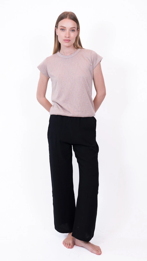 חולצת סריג דמוי פשתן - מוקה - איב