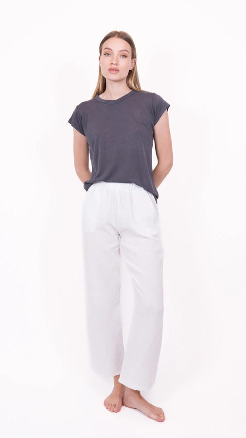 חולצת סריג דמוי פשתן - אפור עכבר - איב