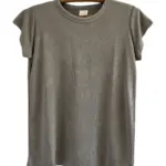 חולצת סריג דמוי פשתן - ירוק אפור - איב