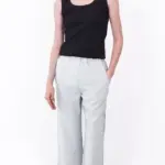 מכנסי פשתן ויסקוזה נשפכים - לבן חם - שושי