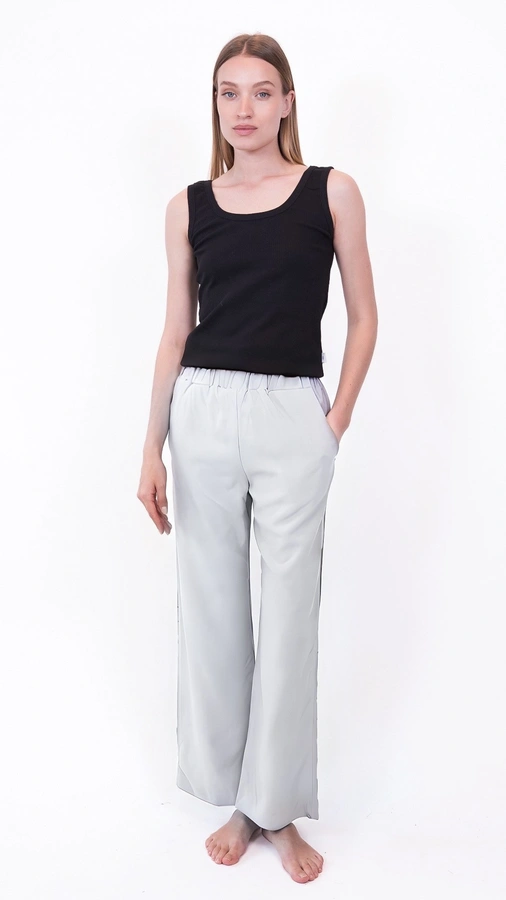 מכנסי פשתן ויסקוזה נשפכים - לבן חם - שושי