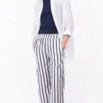 מכנסי ויסקוזה נשפכים - פסים שחור/לבן - שושי