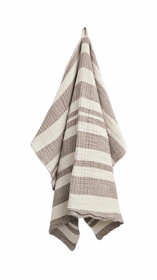 מגבת מטבח - טטרה כותנה אורגנית - פסים חול שמנת