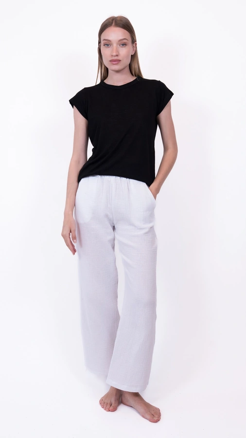 חולצת סריג דמוי פשתן - שחור - איב