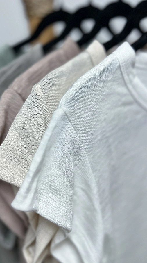 חולצת סריג דמוי פשתן - לבן חם - איב