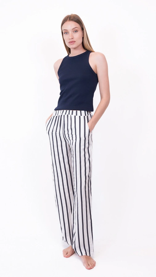 מכנסי ויסקוזה נשפכים - פסים שחור/לבן - שושי