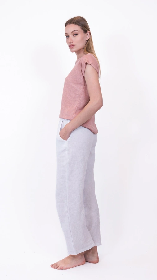 חולצת סריג דמוי פשתן - ורוד מעושן - איב