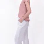 חולצת סריג דמוי פשתן - מפתח וי - ורוד מעושן - איה