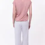 חולצת סריג דמוי פשתן - מפתח וי - ורוד מעושן - איה