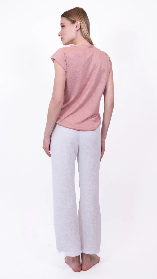 חולצת סריג דמוי פשתן - ורוד מעושן - איב