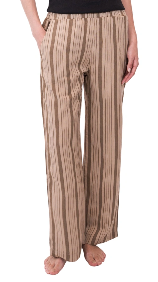 מכנסי כותנה נשפכים – פסים חום – שושי