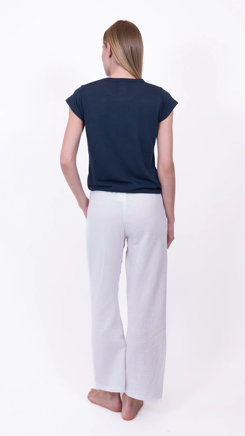 חולצת סריג דמוי פשתן - כחול דיו - איב