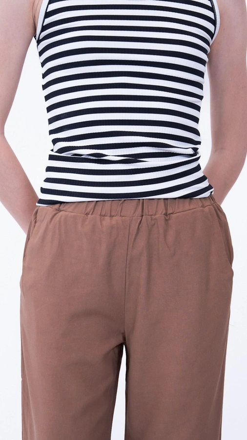 מכנסי פשתן ויסקוזה נשפכים - שוקולד - שושי