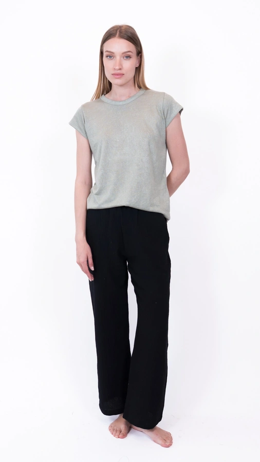 חולצת סריג דמוי פשתן - פיסטוק - איב