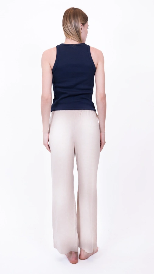 מכנסי פשתן ויסקוזה נשפכים - אבן - שושי