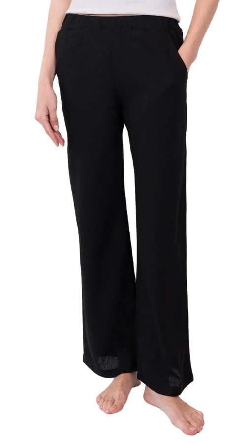 מכנסי פשתן - שחורים - שושי