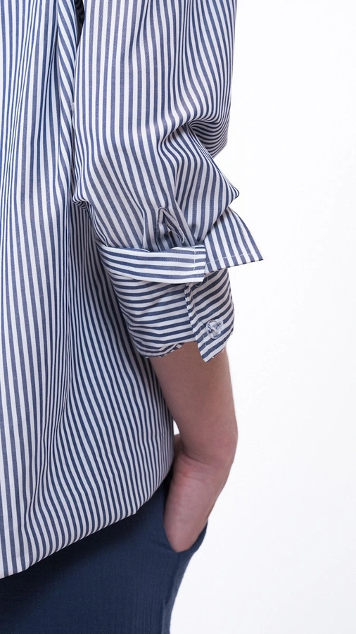 מכופתרת כותנה - פסים נייבי - טומי