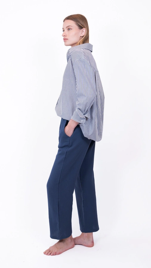 מכופתרת כותנה - פסים נייבי - טומי