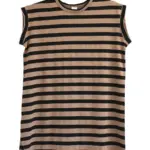 שמלת טוניקה מיני פסים שחור / מוקה - שחף