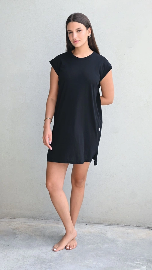 שמלת טוניקה מיני שחורה - שחף