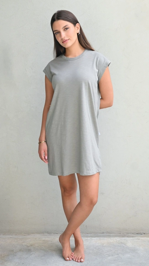 שמלת טוניקה מיני - זית - שחף