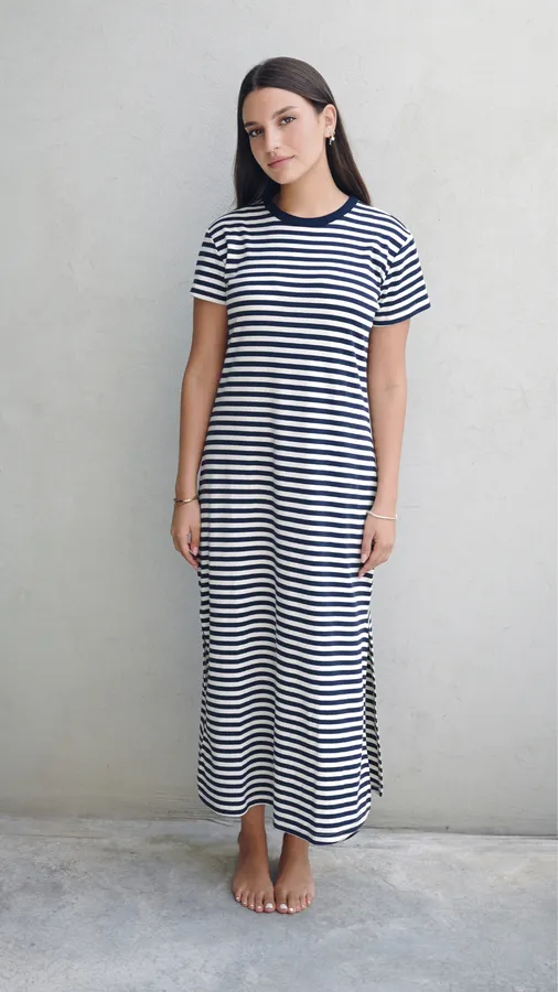 שמלת טי פסים נייבי/נייבי - אלונה