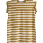 שמלת טוניקה מיני פסים שמנת / חרדל - שחף