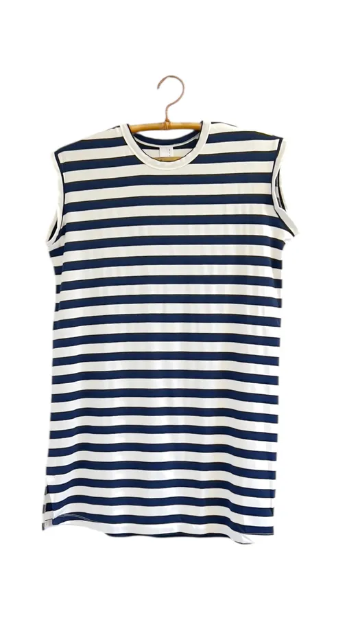 שמלת טוניקה מיני פסים נייבי - שחף