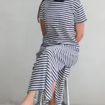 שמלת טי פסים נייבי/נייבי - אלונה