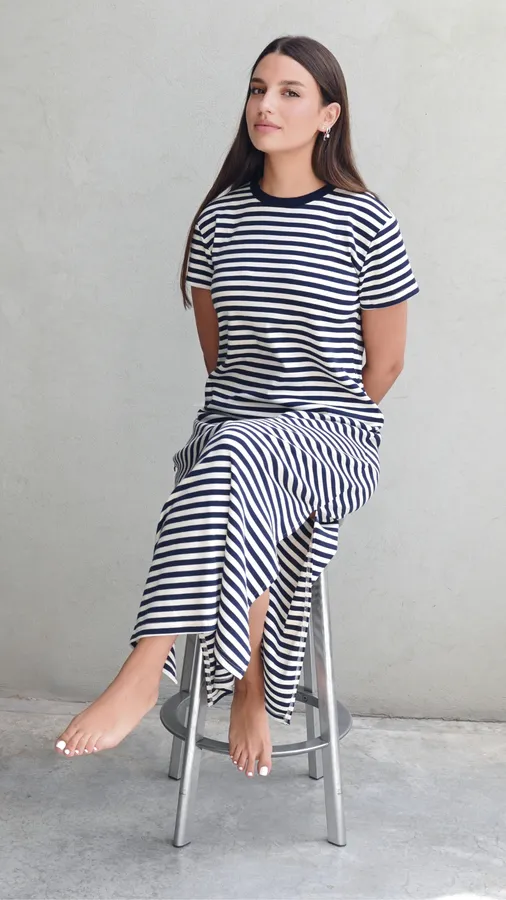 שמלת טי פסים נייבי/נייבי - אלונה