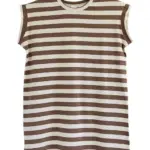 שמלת טוניקה מיני פסים שמנת / קפה - שחף