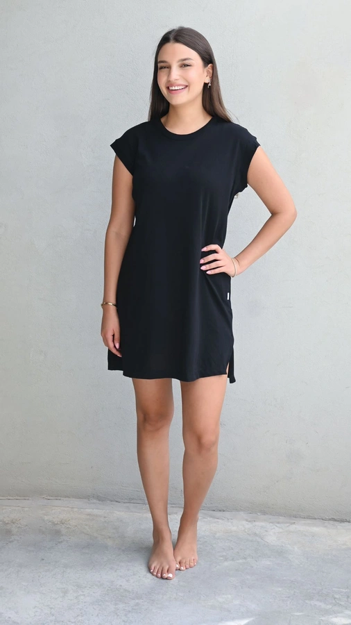 שמלת טוניקה מיני שחורה - שחף