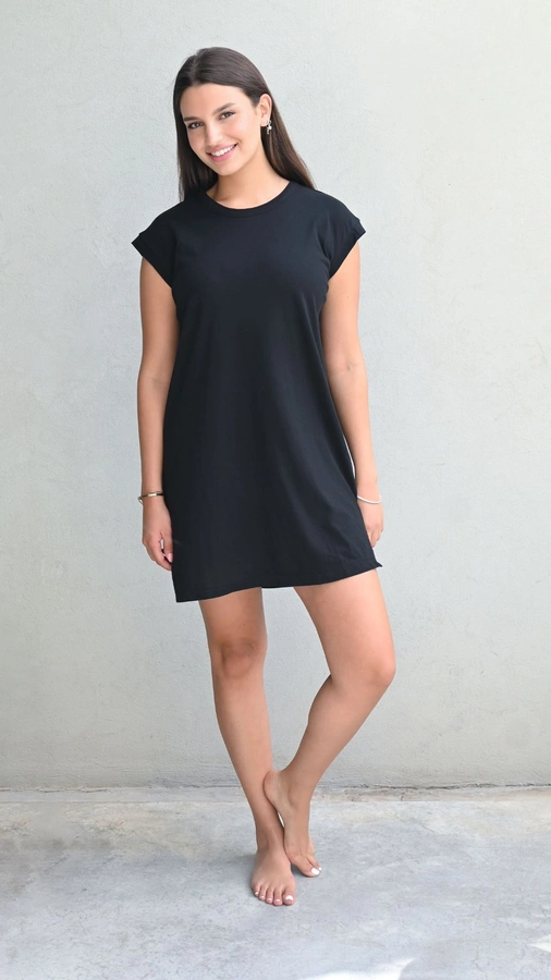 שמלת טוניקה מיני שחורה - שחף
