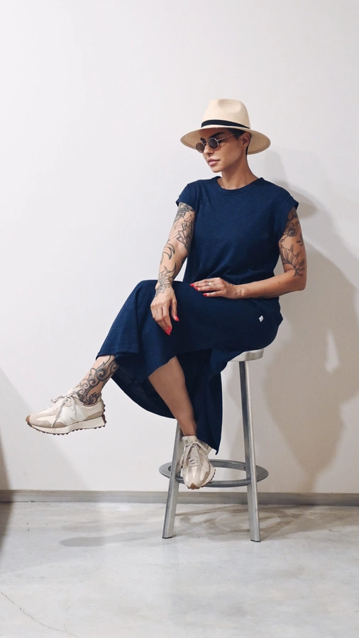 שמלת שחף ארוכה - נייבי