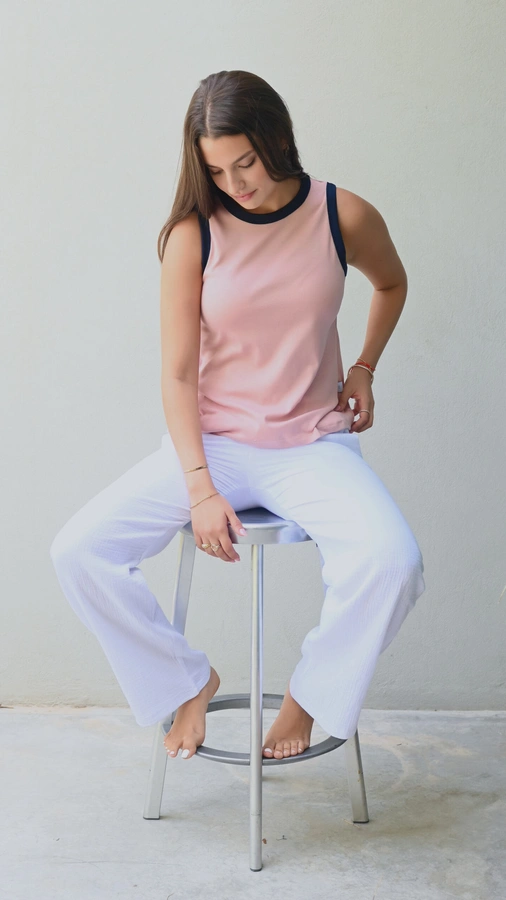 גופיית טריקו - ורוד/נייבי - עידית