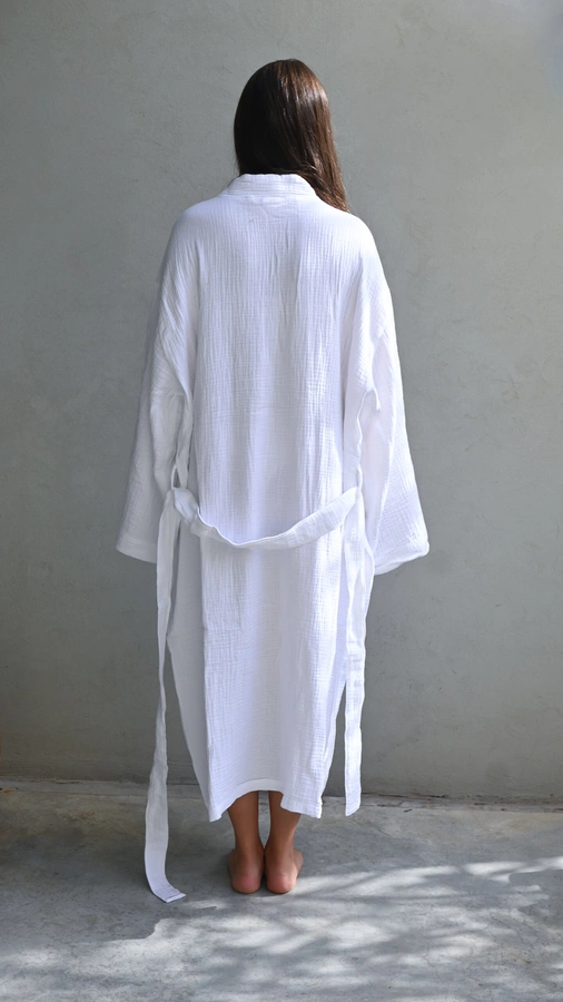 חלוק רחצה יוניסקס - טטרה אורגנית - לבן