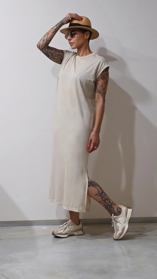 שמלת שחף ארוכה סלאב - אבן