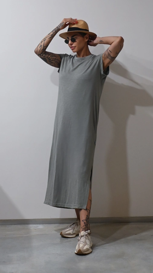 שמלת שחף ארוכה - זית