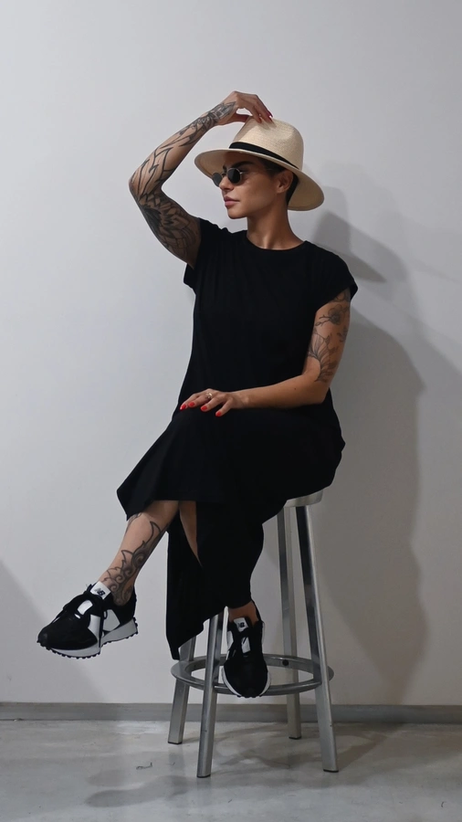 שמלת שחף ארוכה - שחור