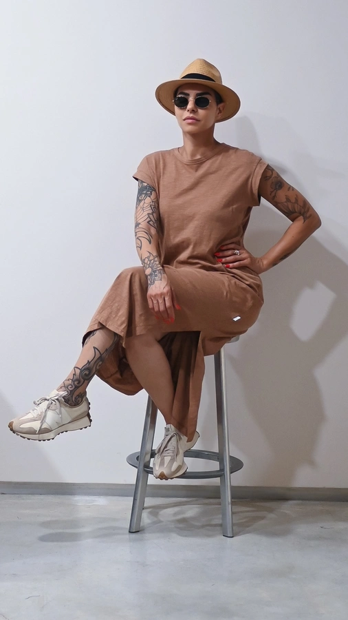 שמלת שחף ארוכה - מוקה