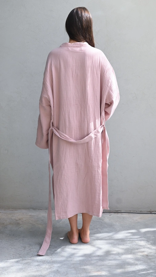 חלוק רחצה יוניסקס - טטרה אורגנית - ורוד מעושן