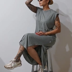 שמלת שחף ארוכה - זית