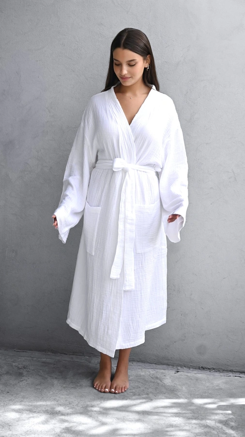 חלוק רחצה יוניסקס - טטרה אורגנית - לבן