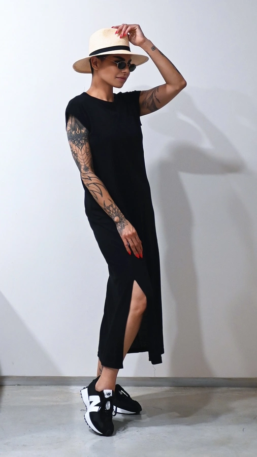 שמלת שחף ארוכה - שחור