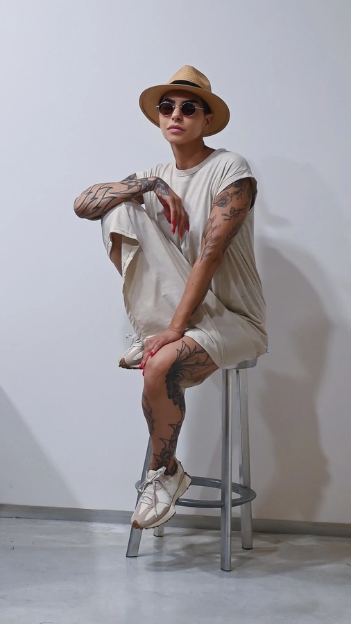 שמלת שחף ארוכה סלאב - אבן