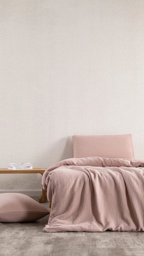 סט ציפה + ציפיות - 100% טטרה כותנה - ורוד מעושן